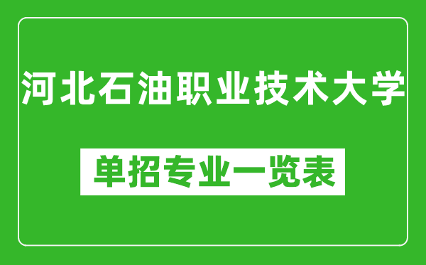河北石油職業技術大學單招專業一覽表