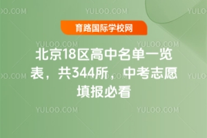 2025年北京18區高中名單一覽表,共344所,中考志愿填報必看