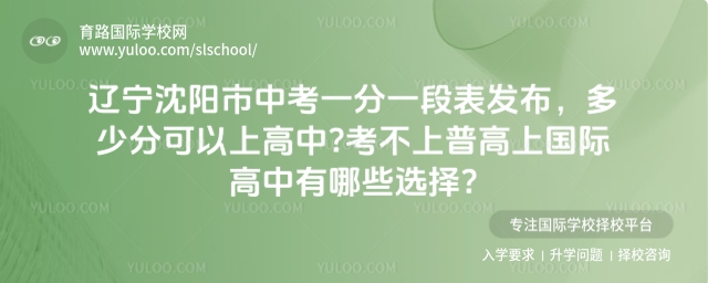 遼寧沈陽市中考一分一段表發布,多少分可以上高中?考不上普高上國際高中有哪些選擇?